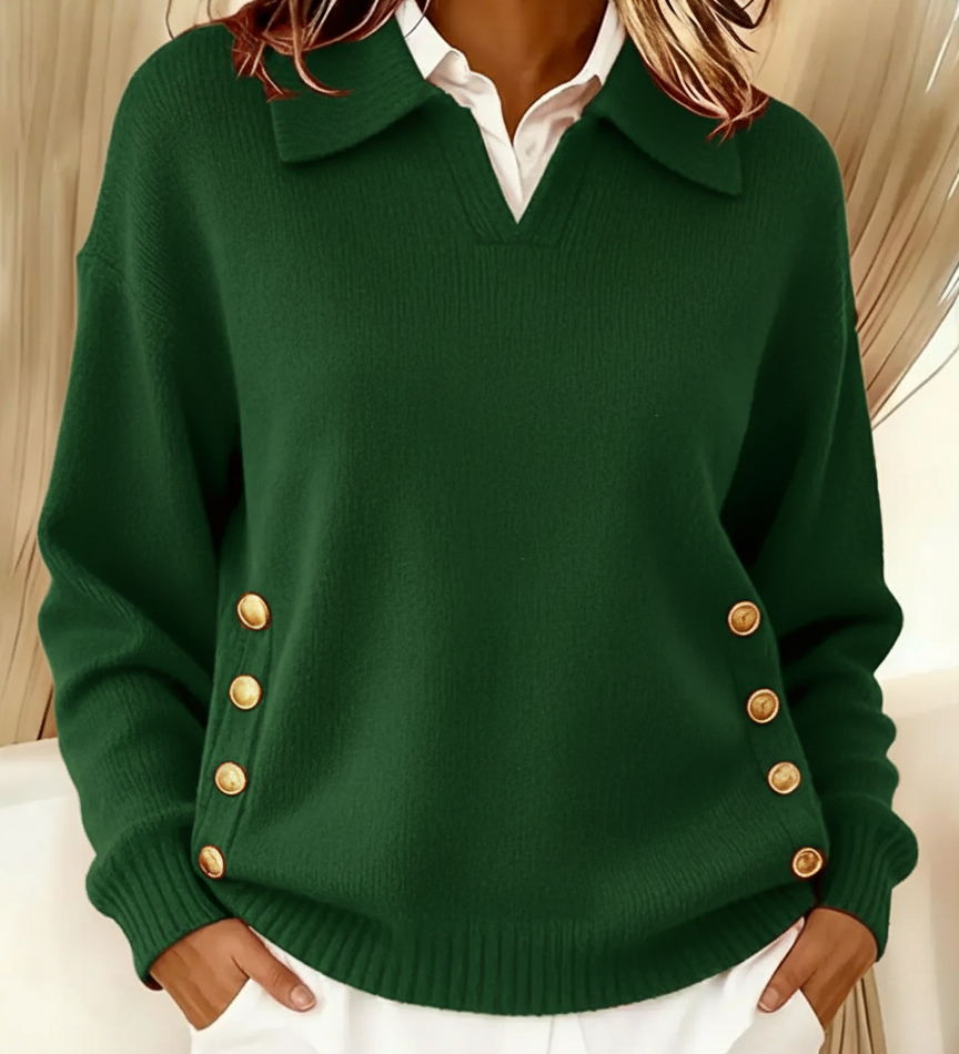 Vynette | V Neck Jumper with Collar
