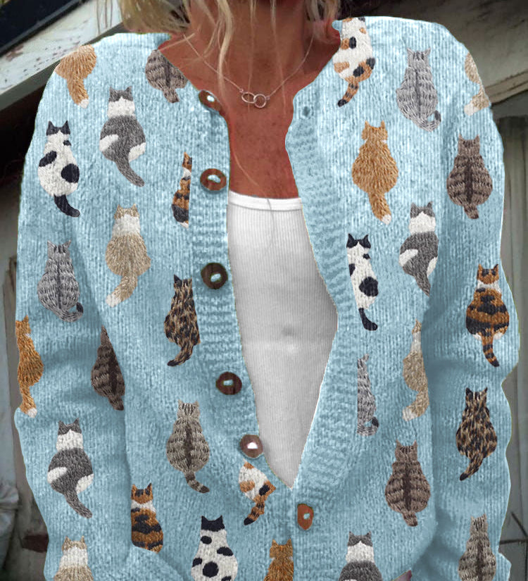 Charlotte™ | Cozy Cat Print Cardigan