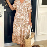 PATRICIA | GRACEFUL FLORAL V-NECK MIDI DRESS