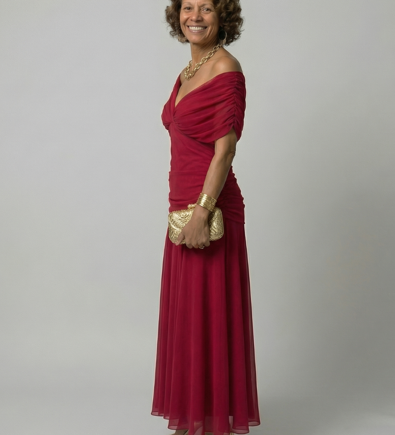 JANET | OFF-SHOULDER FLOW MIDI DRESS