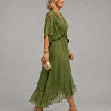 HELEN | ELEGANT V-NECK MIDI DRESS