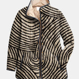 Inaya | Retro Hand-Drawn Circle Design Quilted Jacket