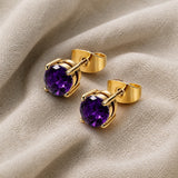 Amethyst Round Cut Stud Earrings