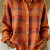 Elinor | Checked Button Up Knit Cardigan