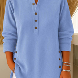 Button Henley Tunic for Women