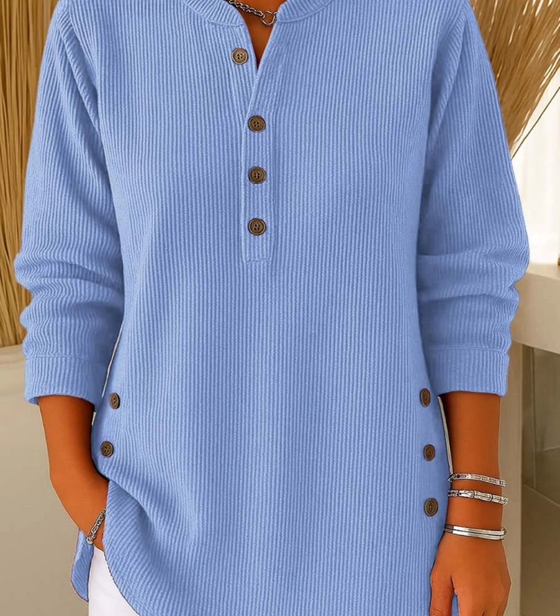Button Henley Tunic for Women
