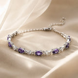 Silver Bracelet with Amethyst Links