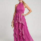 AUDREY | HIGH NECK RUFFLE MAXI DRESS
