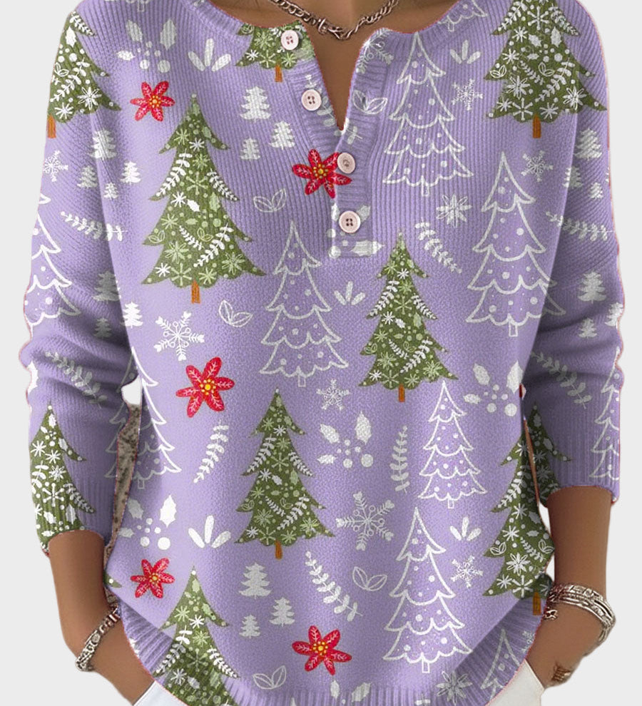Iris - Festive Button-Detail Christmas Sweater