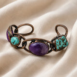Oval Gemstone Cuff Bracelet