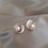 Chic White Opal Earrings