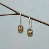 Retro Gold Inlaid Heart-Shaped Earrings