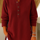 Button Henley Tunic for Women