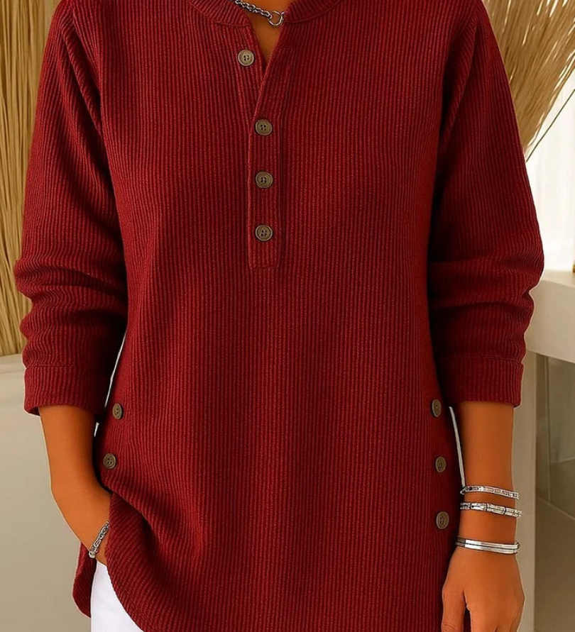 Button Henley Tunic for Women