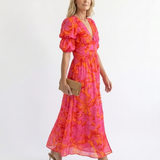 VALERIE | FLORAL PUFF SLEEVE MIDI DRESS