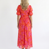 VALERIE | FLORAL PUFF SLEEVE MIDI DRESS