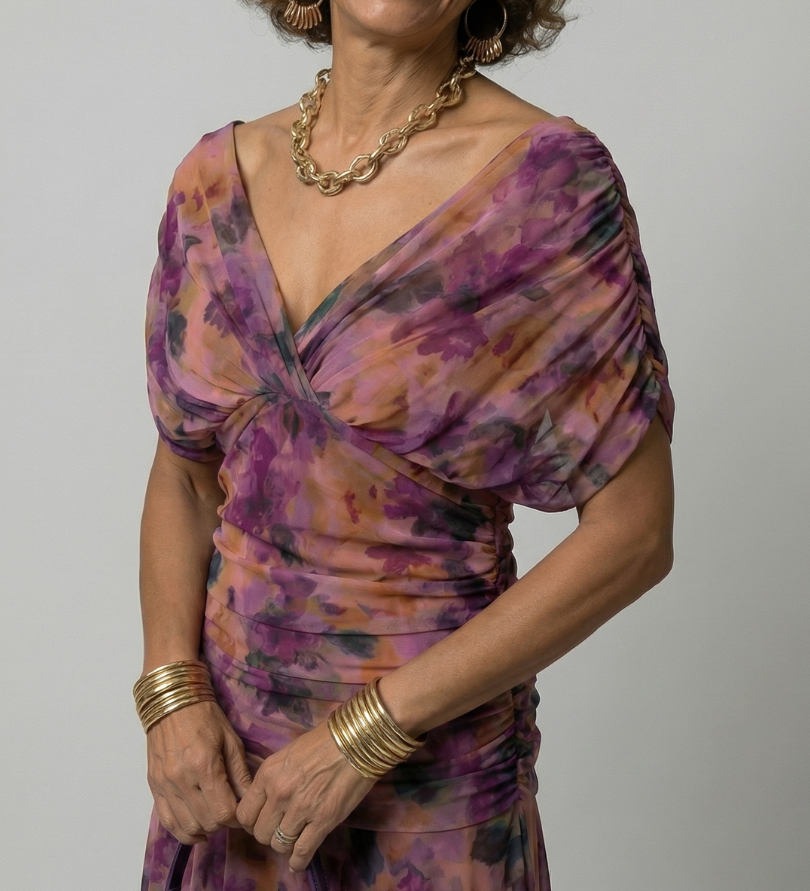 JANET | OFF-SHOULDER FLOW MIDI DRESS