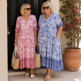 PATRICIA | GRACEFUL FLORAL V-NECK MIDI DRESS