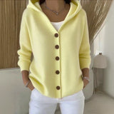 Darienne | Hooded Button Up Knit Cardigan