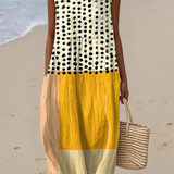 LEAH | POLKA COLORBLOCK MIDI DRESS