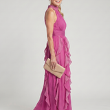 AUDREY | HIGH NECK RUFFLE MAXI DRESS