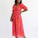 VALERIE | FLORAL PUFF SLEEVE MIDI DRESS