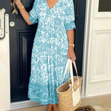 PATRICIA | GRACEFUL FLORAL V-NECK MIDI DRESS