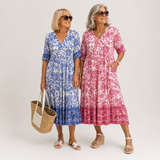 PATRICIA | GRACEFUL FLORAL V-NECK MIDI DRESS