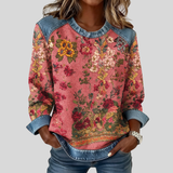 Callie | Floral Contrast-Trim Sweatshirt