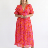 VALERIE | FLORAL PUFF SLEEVE MIDI DRESS