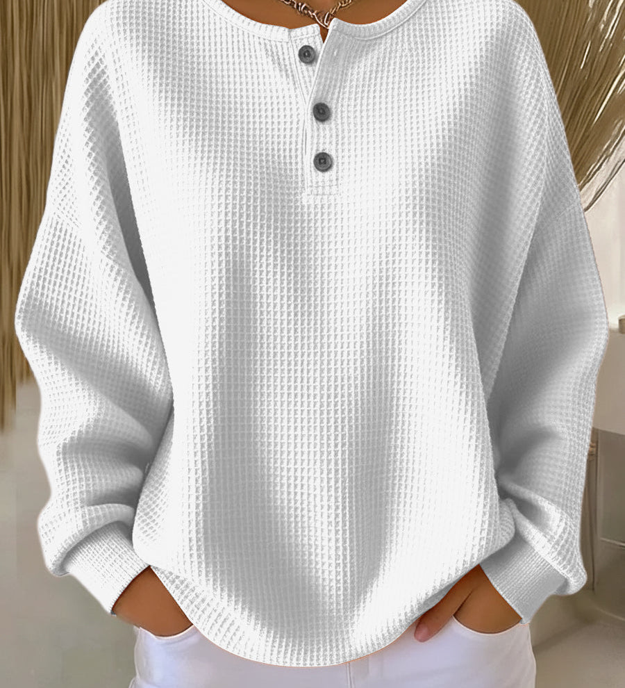 Mirabel | Cosy Waffle Henley Sweatshirt