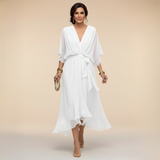 HELEN | ELEGANT V-NECK MIDI DRESS