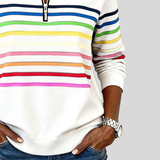 Hazel | Colourful Striped Quarter-Zip Sweatshirt