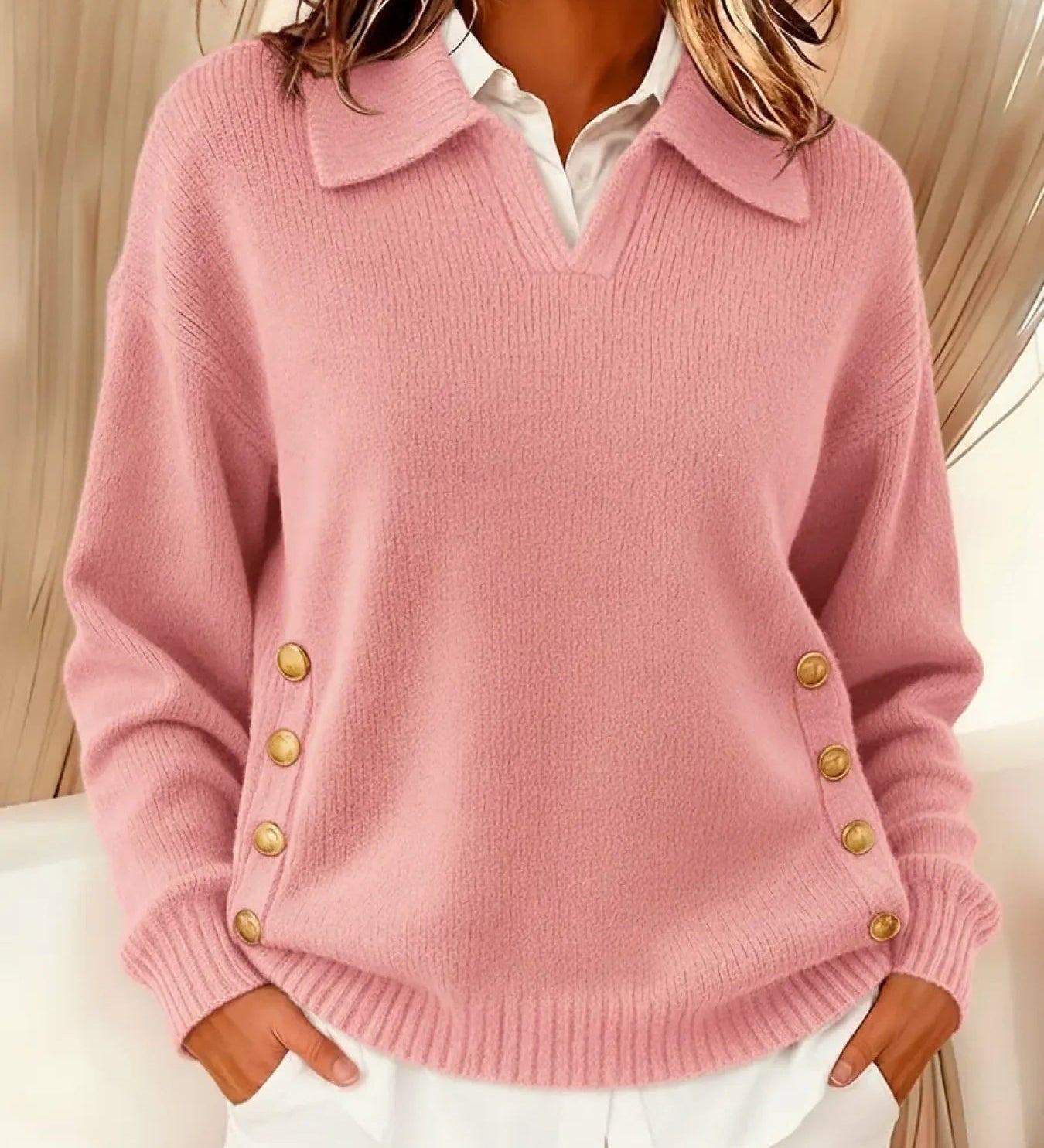 Vynette | V Neck Jumper with Collar