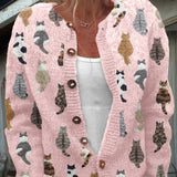 Charlotte™ | Cozy Cat Print Cardigan