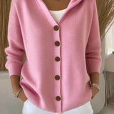 Darienne | Hooded Button Up Knit Cardigan