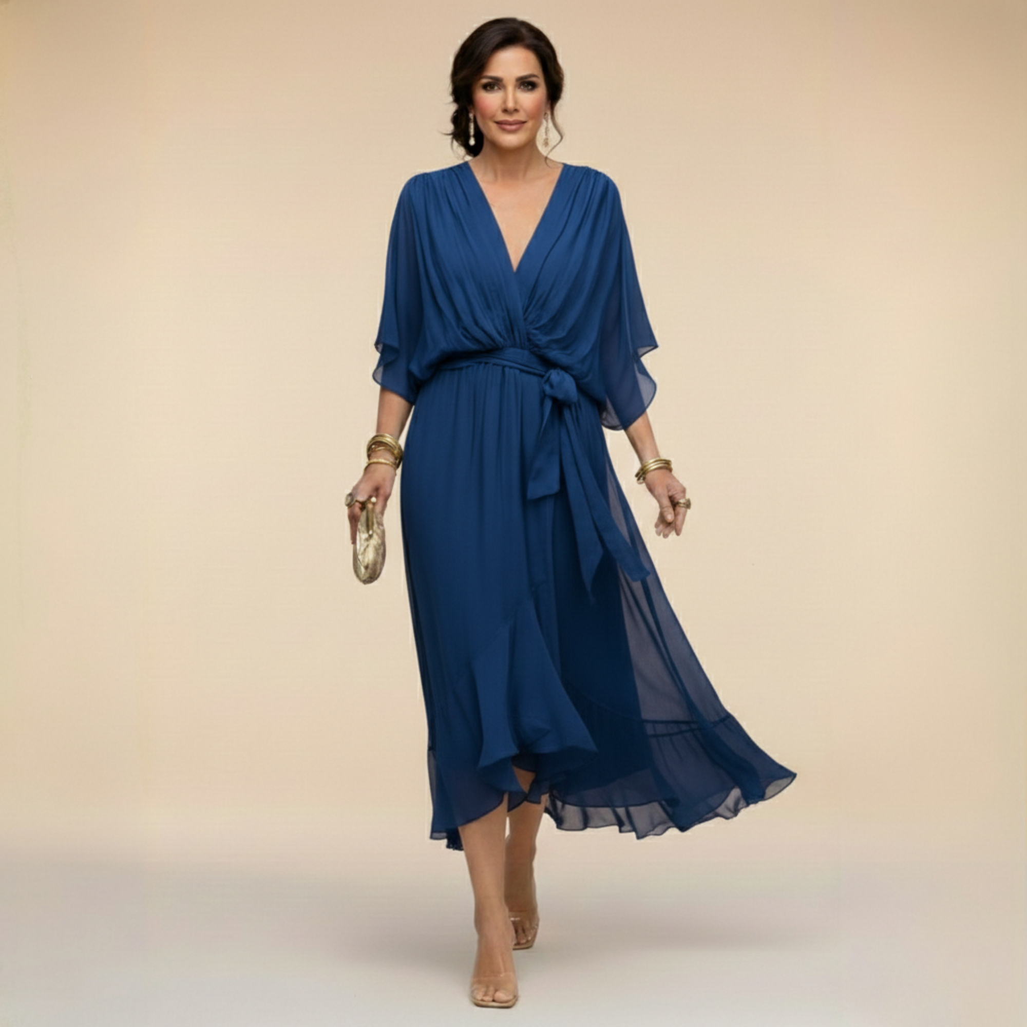 HELEN | ELEGANT V-NECK MIDI DRESS