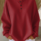 Mirabel | Cosy Waffle Henley Sweatshirt