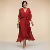 HELEN | ELEGANT V-NECK MIDI DRESS