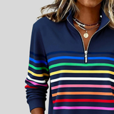 Hazel | Colourful Striped Quarter-Zip Sweatshirt