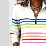 Hazel | Colourful Striped Quarter-Zip Sweatshirt
