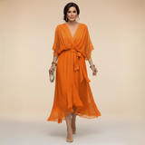 HELEN | ELEGANT V-NECK MIDI DRESS