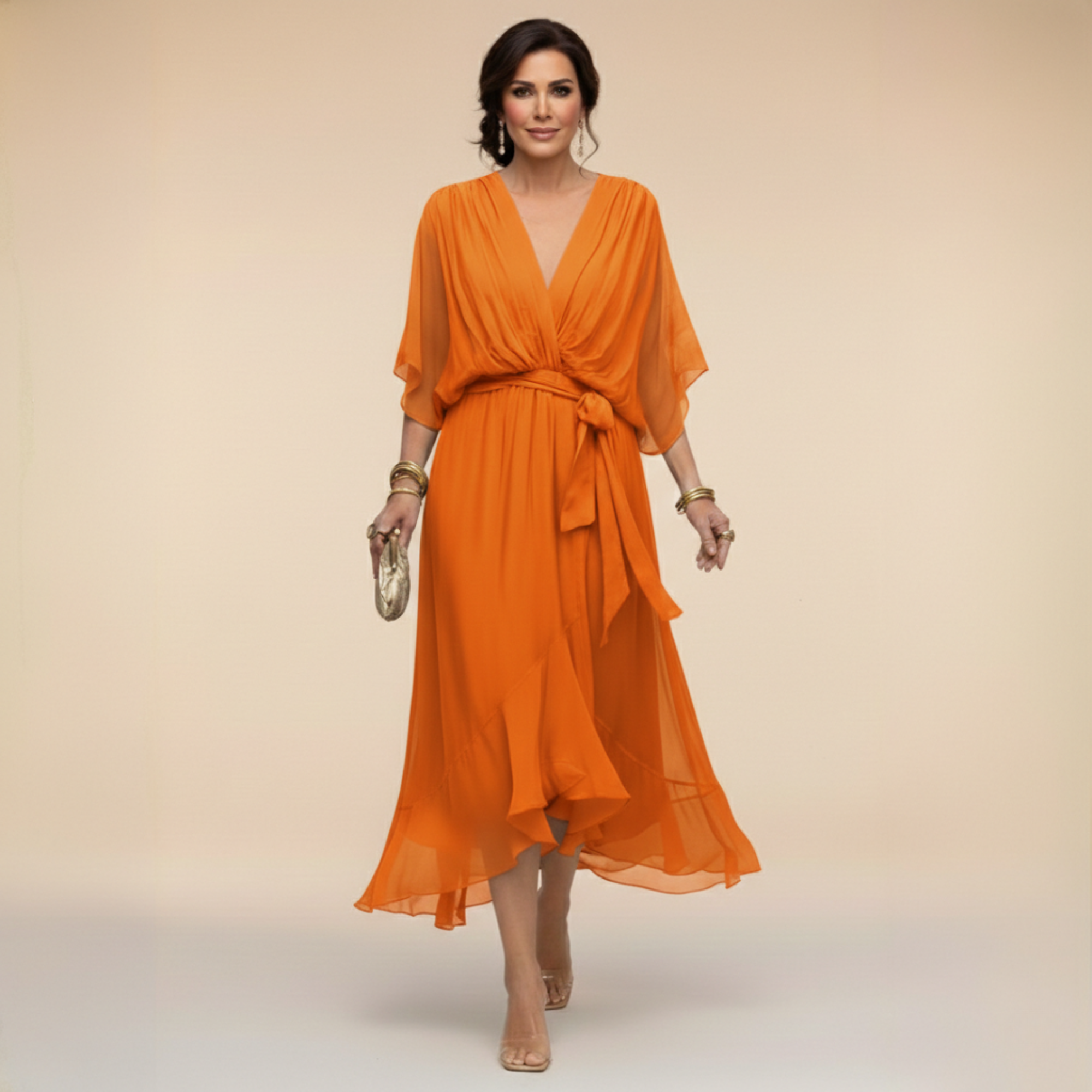 HELEN | ELEGANT V-NECK MIDI DRESS