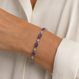 Silver Bracelet with Amethyst Links