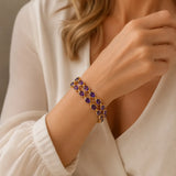 Gold Bracelet with Amethyst Tennis Design