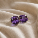 Checkerboard Amethyst Stud Earrings