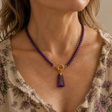 Geometric Pendant Necklace with Beaded Accents