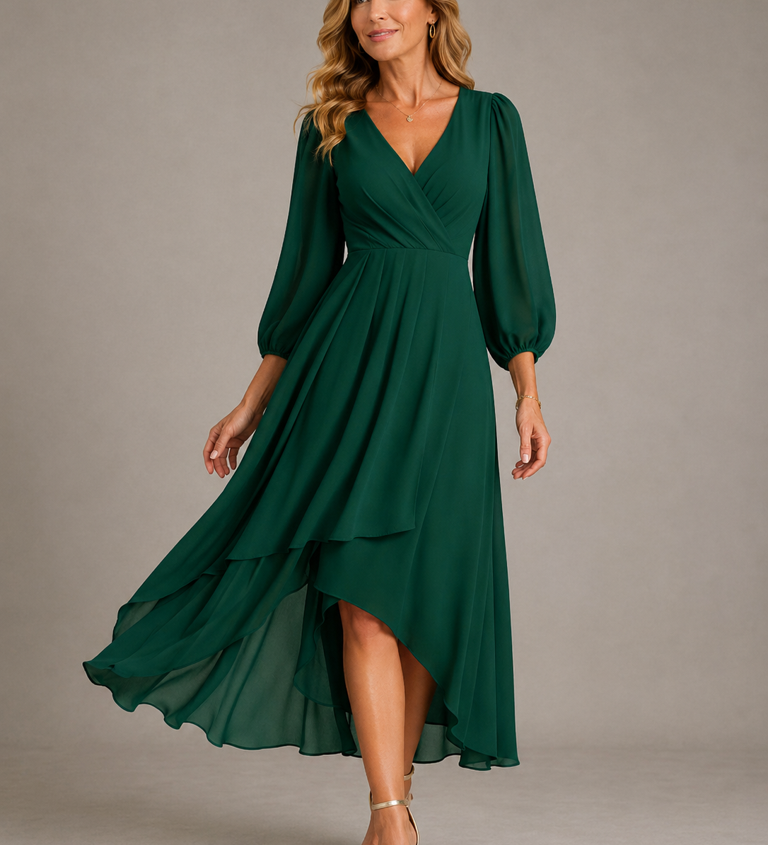 LORRAINE | ELEGANT V-NECK MAXI DRESS