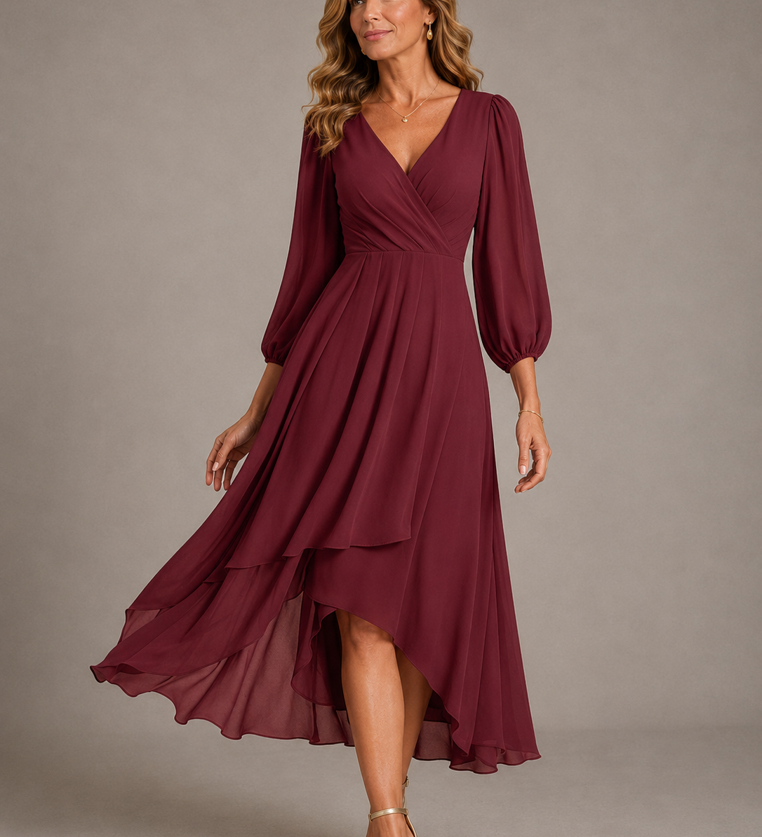 LORRAINE | ELEGANT V-NECK MAXI DRESS