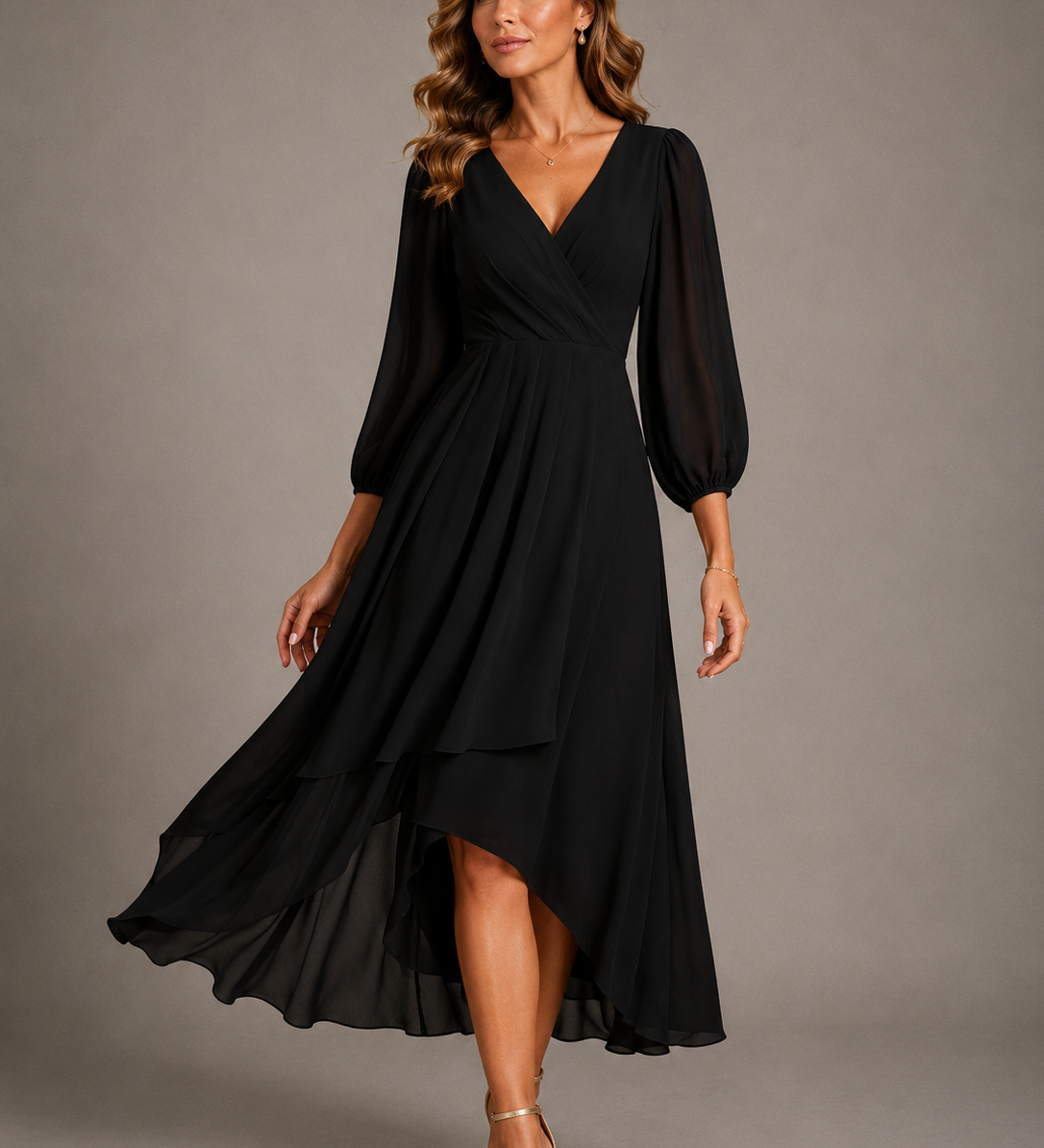 LORRAINE | ELEGANT V-NECK MAXI DRESS